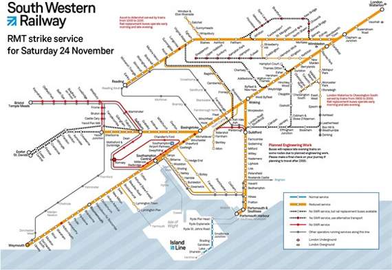 South Western Railway Map South Western Railway Service Information For Rmt Strike – Saturday,  November 24 | Farnhamherald.com