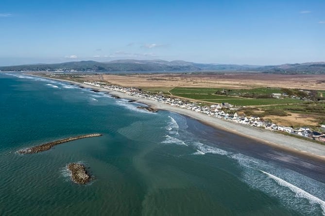 An aerial view of Borth’s coastline