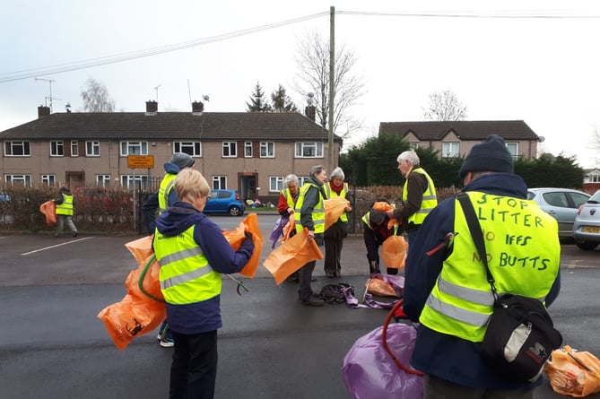 Keep Abergavenny Tidy volunteers on their monthly litter pick
