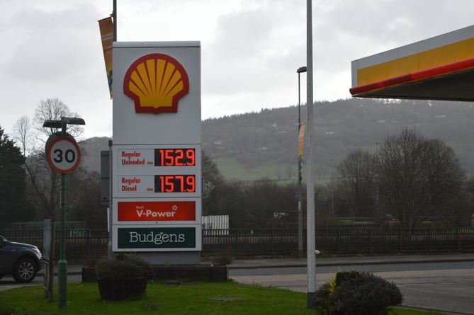 Monmouth’s only petrol station - 152.9 for petrol, 157.9 for diesel