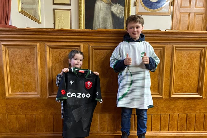 Imogen Thomas-Richards and Freddie Bowen pictured with their prizes at Brecon’s Guildhall on Saturday morning.