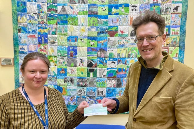 Jen Craven of Ysgol Trefonnen with Cllr Jake Berriman