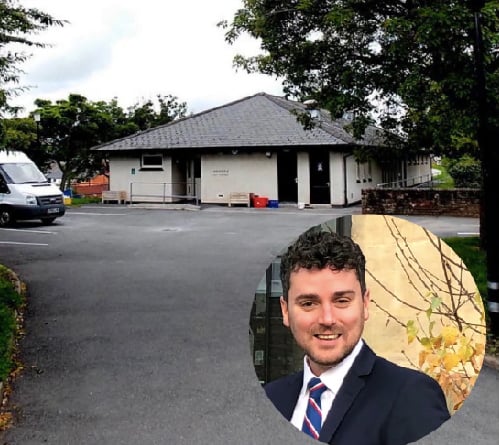 Arosfa Day Care Centre In Brecon, inset is Cllr Matthew Dorrance.