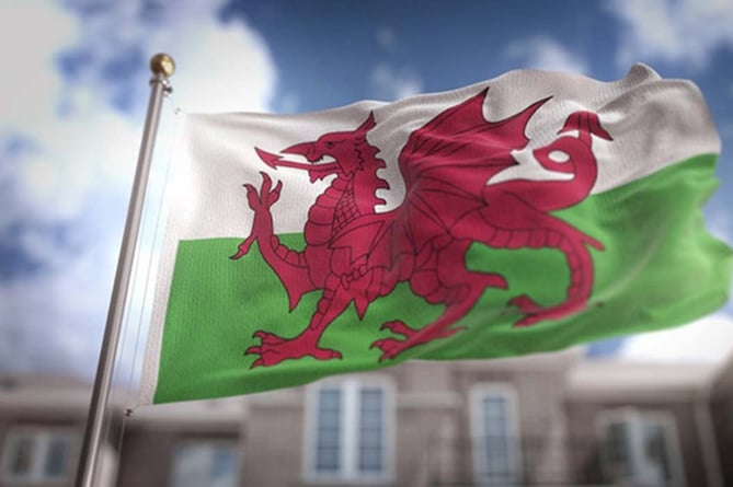 A photo of the Welsh flag.
