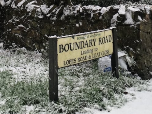 Boundary Road in Dousland in the snow.