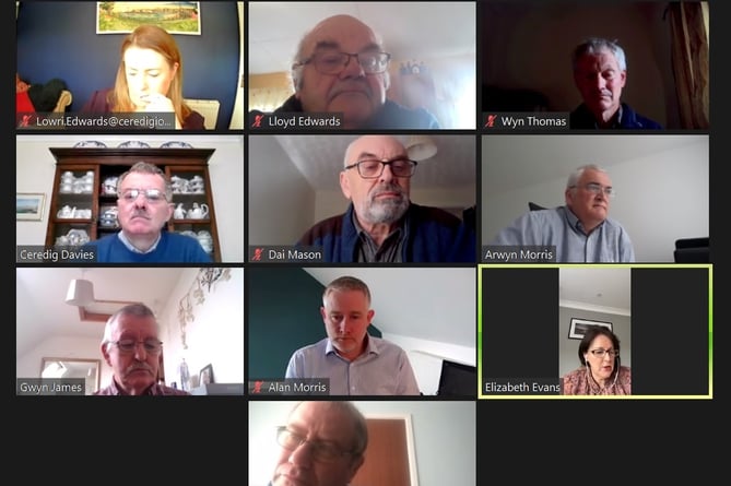 An online meeting of Ceredigion County Council
