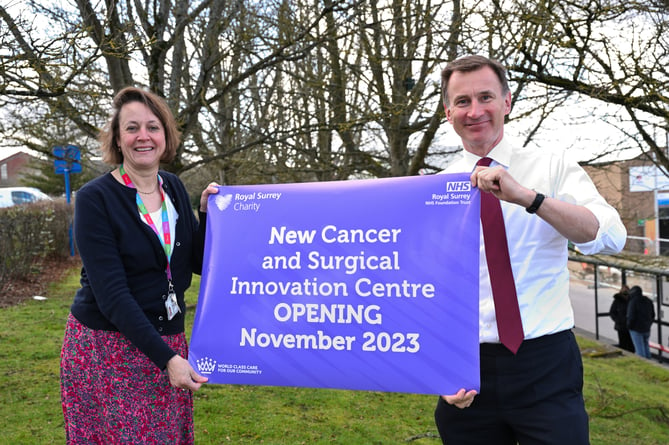 Royal Surrey County Hospital chief executive, Louise Stead, with MP Jeremy Hunt
