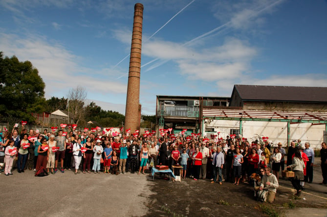 Atmos Totnes supporters at the former Dairy Crest site in 2014.