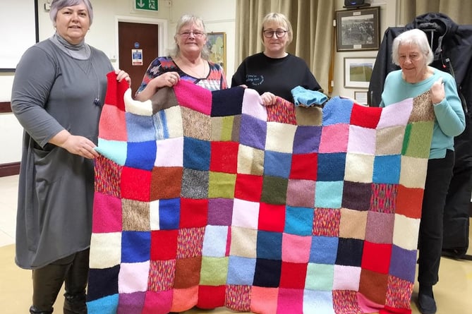 Knit and Natter Group blanket for Pembrokeshire Homeless