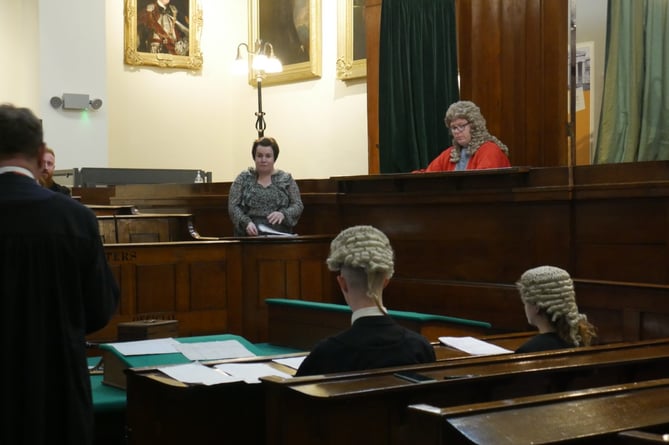 The court room in session in y Gaer