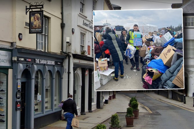 The Sarah Siddons pub - inset is Nathan helping at the Medyka border checkpoing