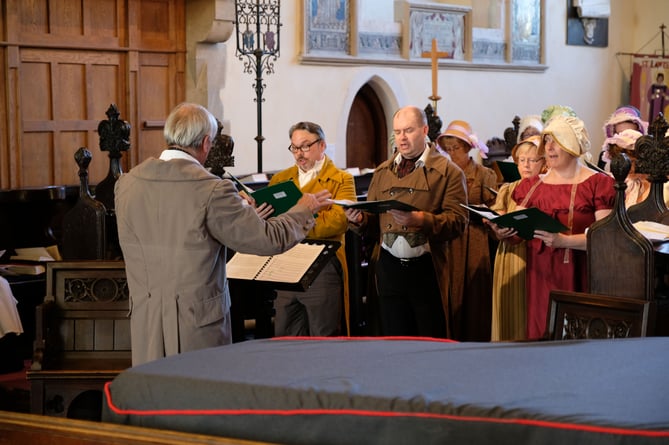Regency Week choral evensong at the Church of St Lawrence in Alton with the choir in costume