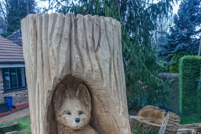 Tree carving in Headley Down, March 2022.