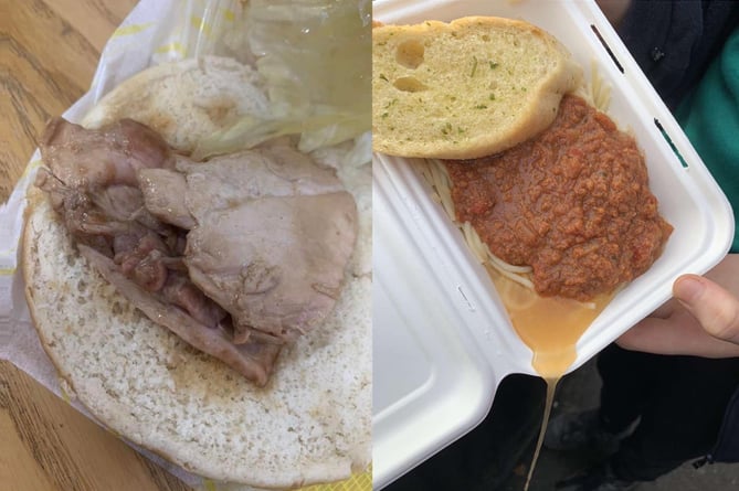 Pictures of food served to pupils at Dyffryn Taf School in Whitland
