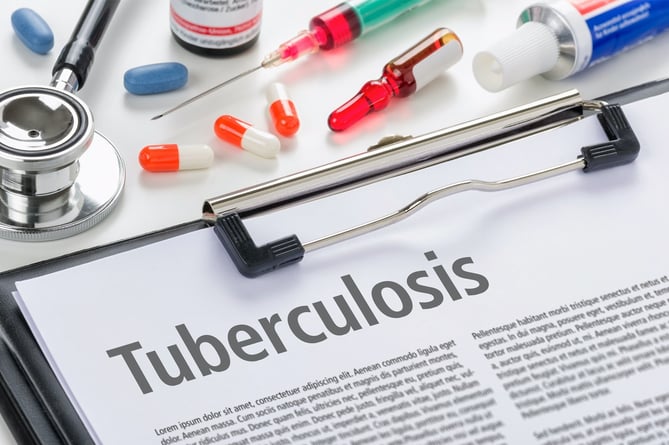 An image representing the disease tuberculosis or TB with some of the forms of medication and treatment.