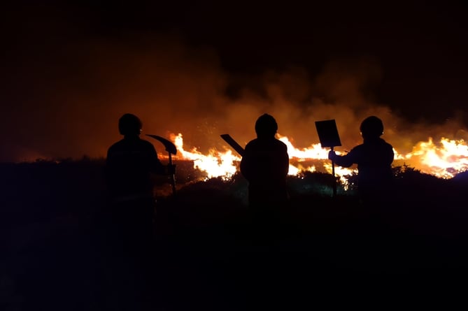 Firefighters tackle the blaze on Dartmoor