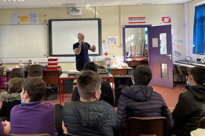 Pupils at Ysgol Bro Pedr take part in Welsh Beat Boxing Workshops with artist, Mr Phormula.