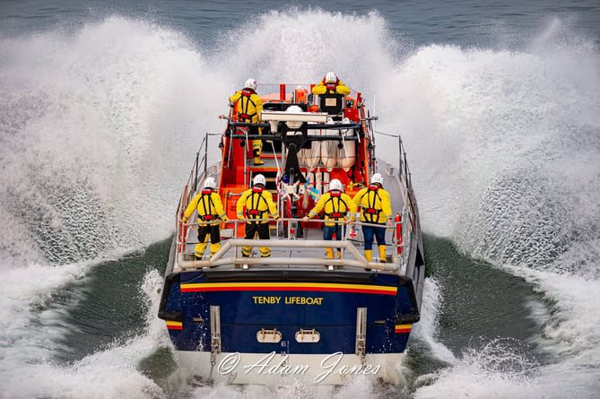 Tenby Lifeboat Launch by Adam Jones Photography