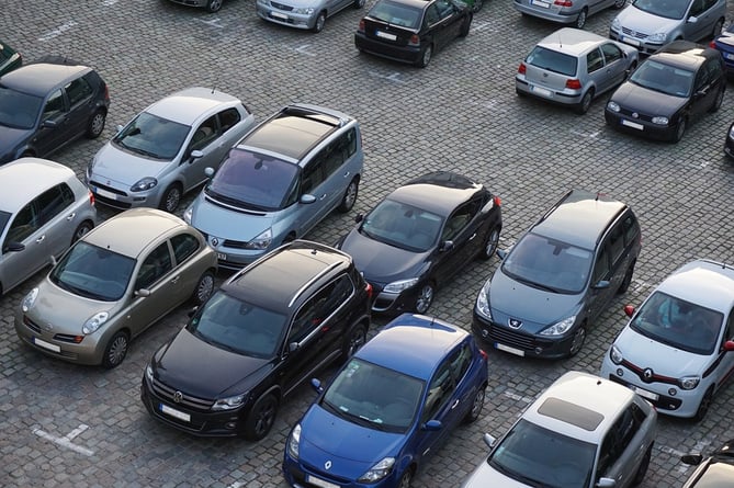 Stock image of parked cars