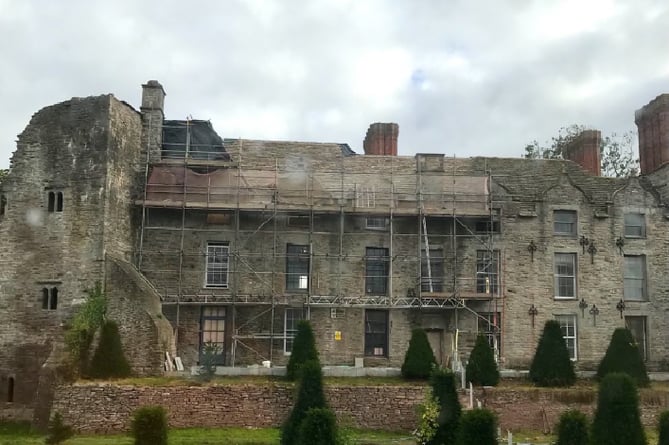 Hay Castle coated in scaffolding as it’s repaired