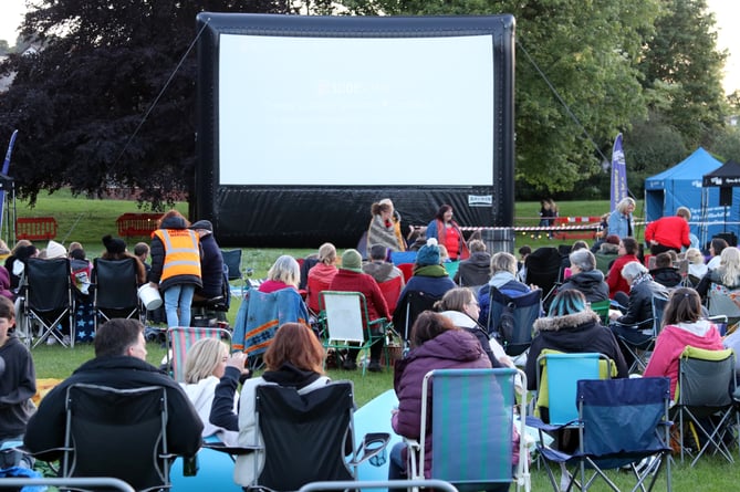 The big screen, pictured here in June 2019, will return to Newcombes Meadow for the showing of a yet-to-be-announced film. AQ 1845