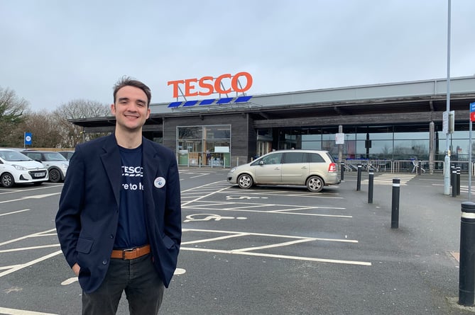 New community champion Will Turner outside the Callington Tesco store