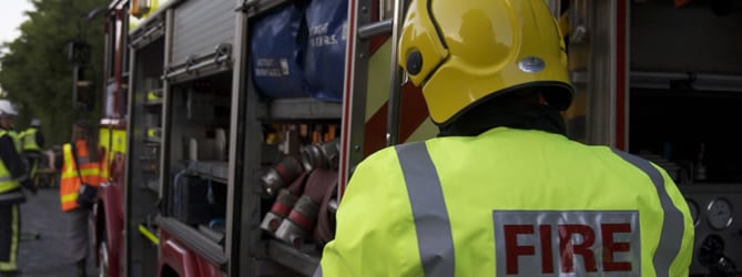 Fire fighters in action.