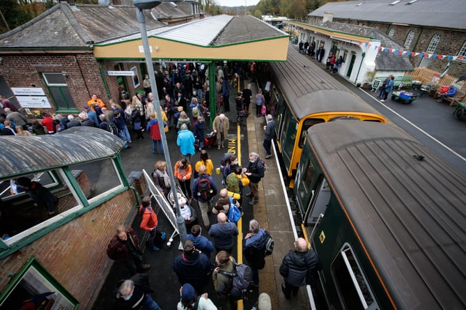 20th November 2021
Today marks the reopening of the Okehampton to Exeter railway line for regular passenger services for the first time in almost 50 years following a £40m investment of Government funding under the "restoring your railway" initiative.
Okehampton Station enjoys a busy morning as it re-opens to scheduled passenger services for the first time in nearly 50 years.
Photo © Tim Gander 2019. All rights reserved.