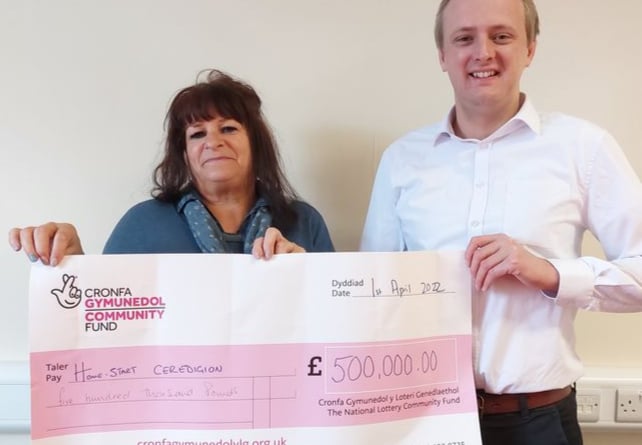 Sharon Morris, Manager of Home-Start Ceredigion with Ben Lake MP