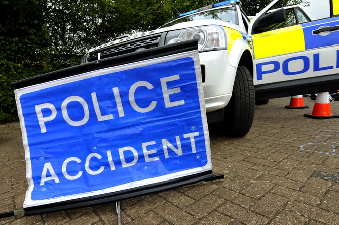 Police accident warning.