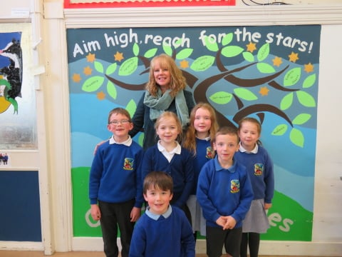 Melanie Cripps, head teacher at Lifton Community Academy, with the pupils