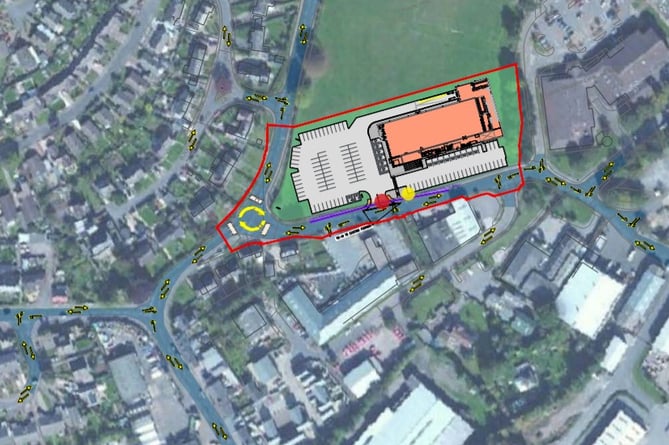 A map of where the proposed Lidl store would be located if approved.  Image courtesy of One Design Architects
