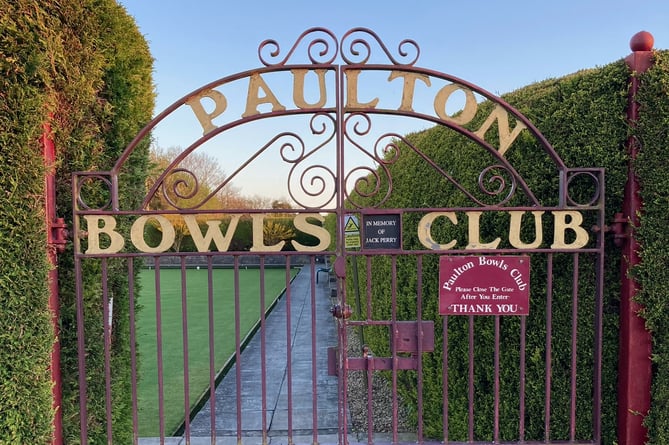 Paulton Bowls Club gate. 
