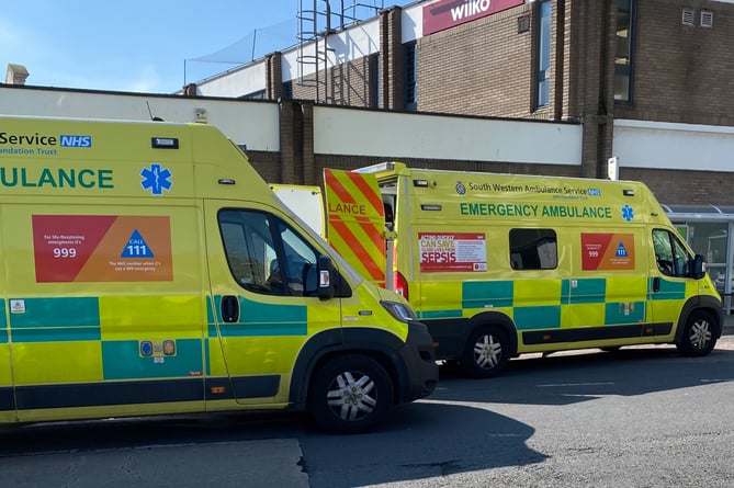 Ambulances in Sherborne Road, Newton Abbot.