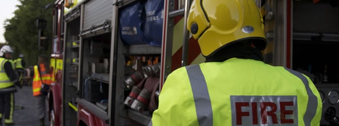 Firefighters at work,