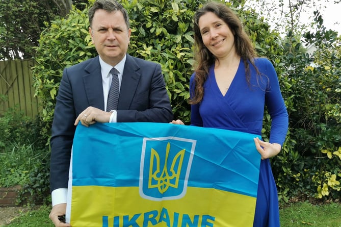 Mel Stride Tanya Larsen Devon For Ukraine.
Picture: Mel Stride's office (April 2022)