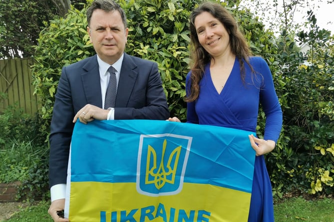 Mel Stride Tanya Larsen Devon For Ukraine.
Picture: Mel Stride's office (April 2022)