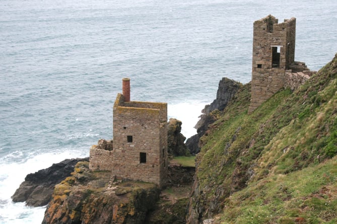 The historic Botallack Tin Mine workings in West Cornwall