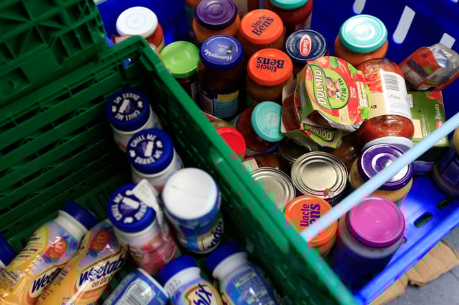 Stocks of food at the Trussell Trust Brent Foodbank, Neasden, London.