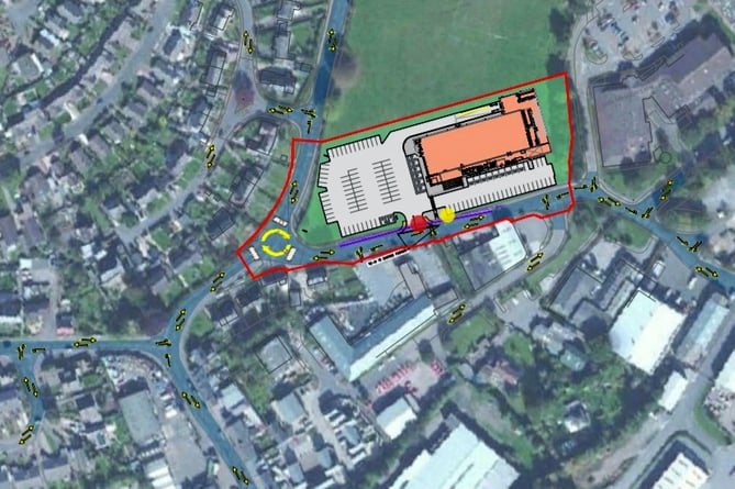 A map of where the proposed Lidl store would be located if approved. Image courtesy of One Design Architects