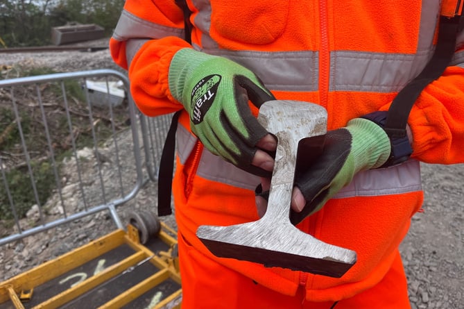 Railway upgrade at Okehampton for daily service 2. PIece of train track
