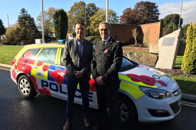 Devon and Cornwall Police Chief Constable Shaun Sawyer, right, with Andy Berry, Chair of Devon and Cornwall Police Federation