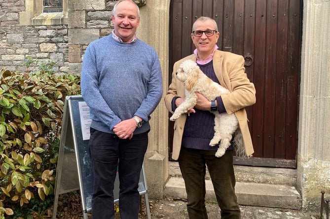 Cllr Jonathan Hawkins (left) and Church Warden Stephen Pearson
New Jubilee bell for Kingswear