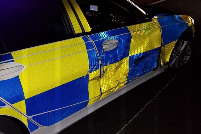 Police car damaged