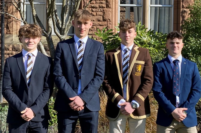 Sixth Form students, from left: Owen Harris, Henry Hurle, Hugo Caldicott and Cian Davies.