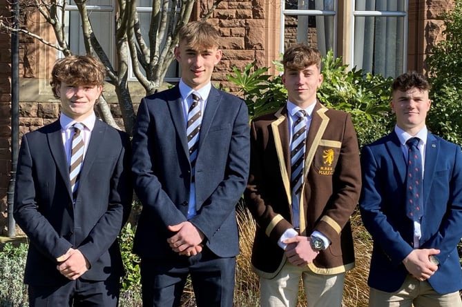 Sixth Form students, from left: Owen Harris, Henry Hurle, Hugo Caldicott and Cian Davies.