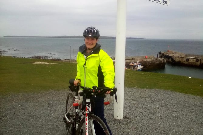 Rosalyn Brook before she started her charity cycle ride yesterday, Wednesday, May 4.