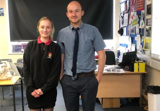 Anastasia with her school tutor Tom Hotchkiss.
