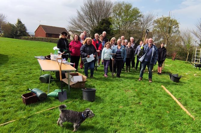 Those who helped with the planting at Bow Village Hall field.