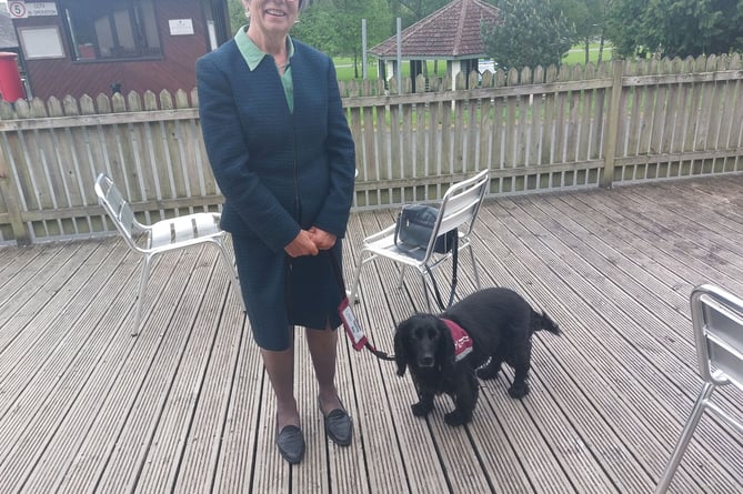 Cllr Jackie Charlton with her dog Lucy